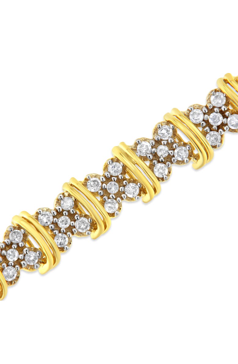Haus of Brilliance 10K Yellow Gold Plated Silver 2.0 Cttw Diamond Cluster "X" Shaped Link Bracelet, Alternate, color, Yellow