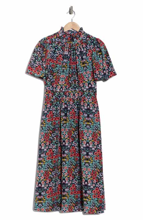 Julia Jordan Ruffle Neck Flutter Sleeve A-Line Dress