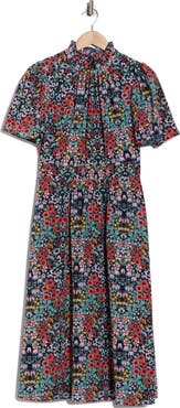 Julia Jordan Ruffle Neck Flutter Sleeve A-Line Dress