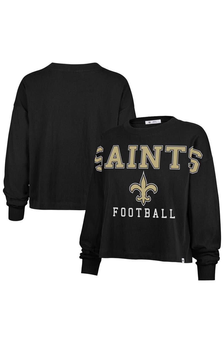 '47 Women's '47 Black New Orleans Saints Outreach City Oversized Long Sleeve T-Shirt, Alternate, color, Black