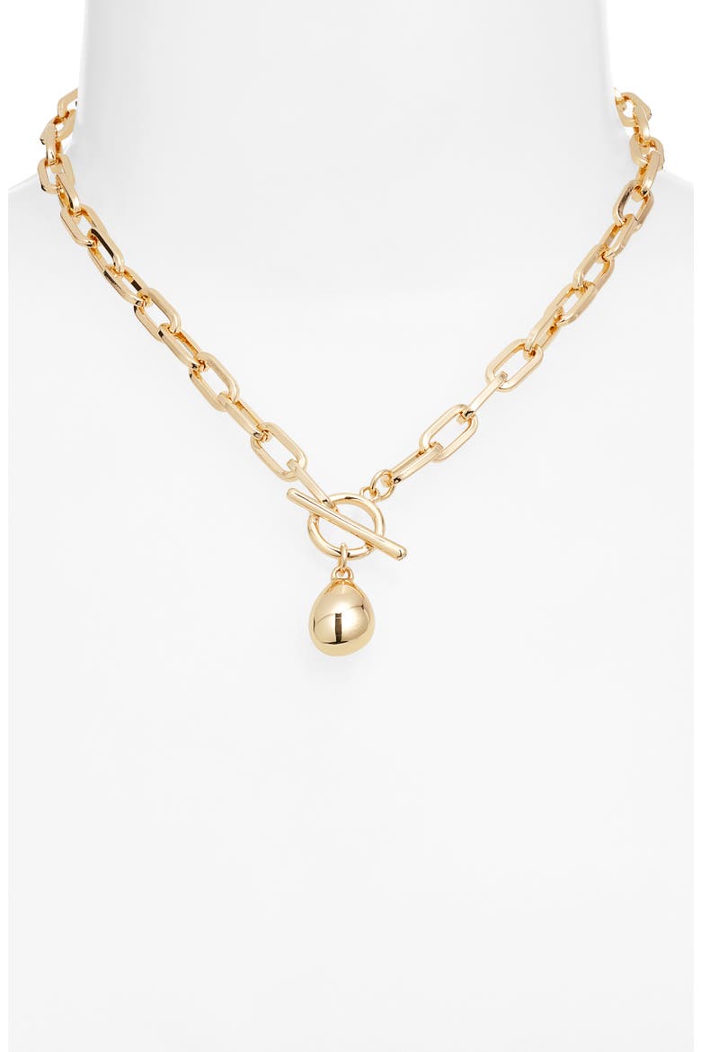 T-Bar Pebble Pendant Necklace, Alternate, color, GOLD