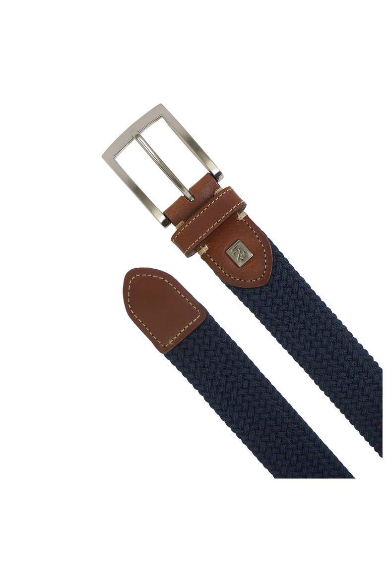 Stretch Braid with Full Grain Leather Tips, Alternate, color, Navy