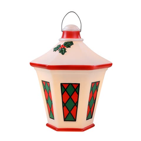 11 in. Blow Mold Lantern - White