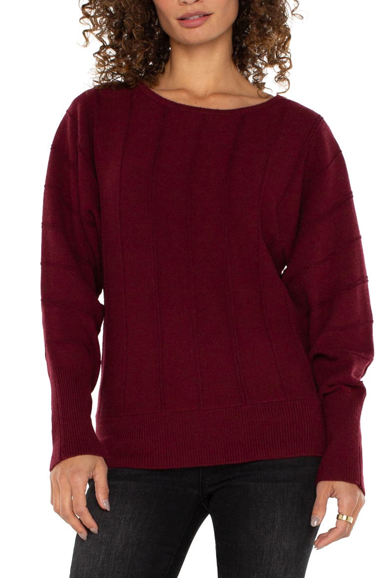 Links Stitch Batwing Sleeve Sweater, Alternate, color, DK PINOT NOIR