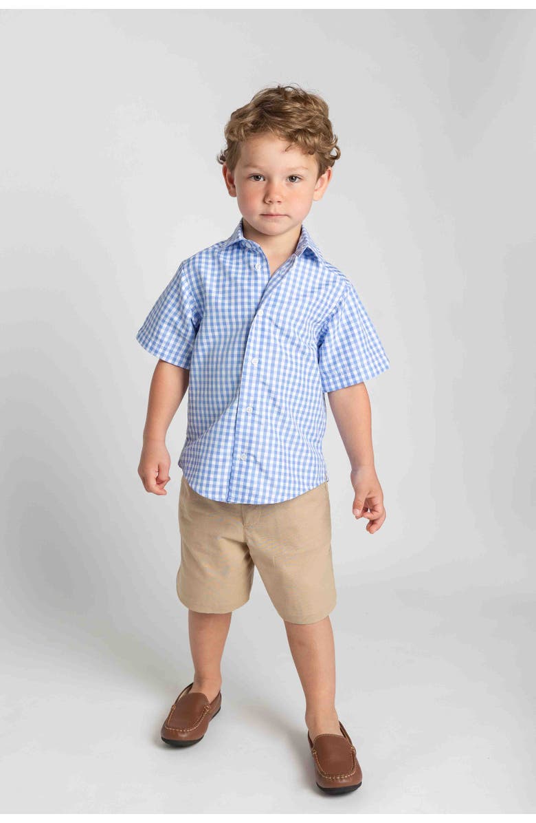 Florence Eiseman Gingham Camp Shirt, Alternate, color, Blue/White