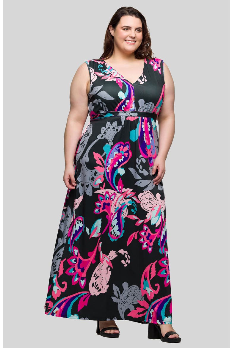 V-Neck Sleeveless Maxi Dress, Alternate, color, PINK MULTI
