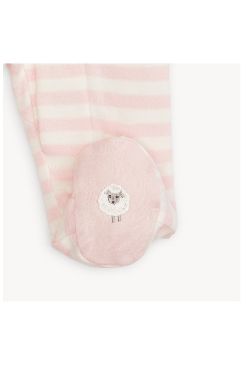 Pink Stripe Organic Cotton Magnetic Footie, Alternate, color, WHITE