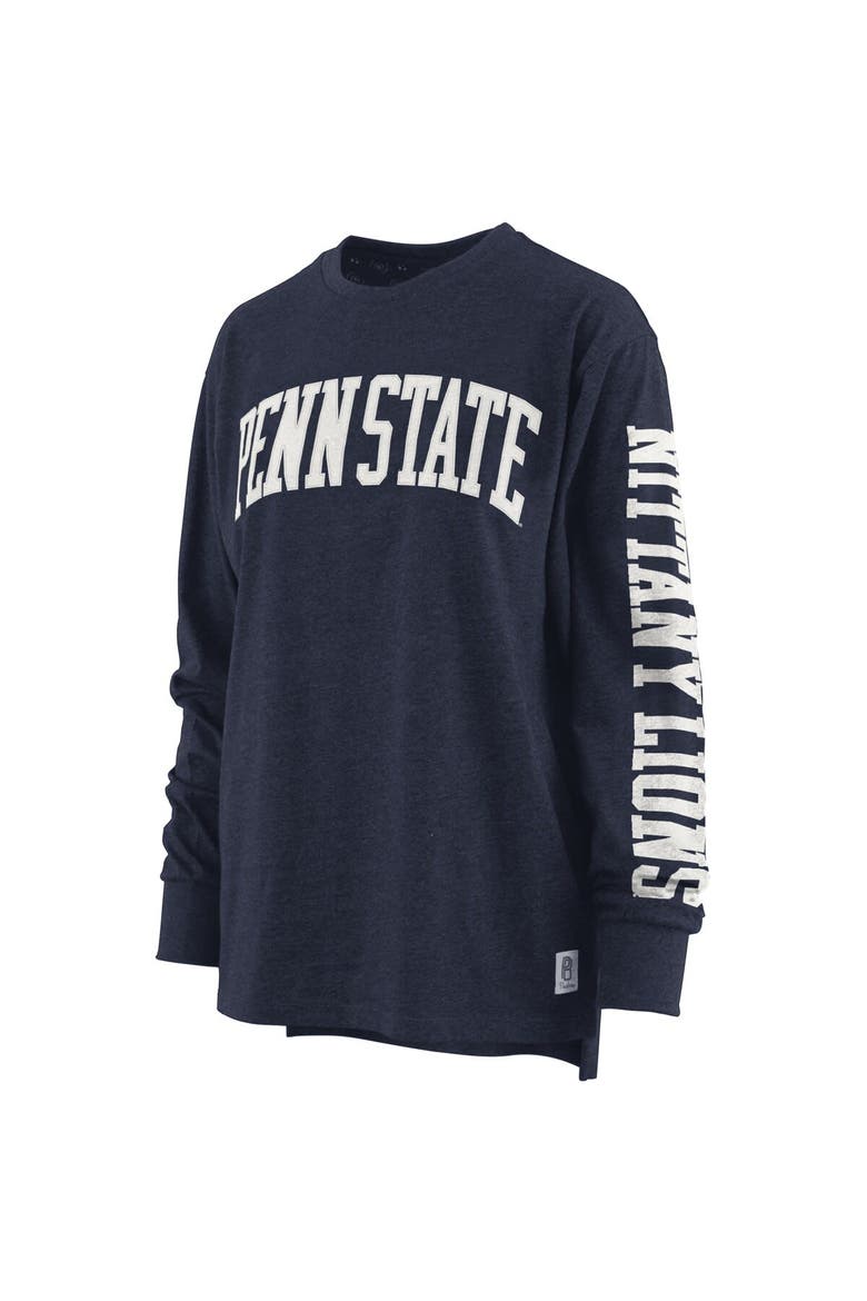Women's Pressbox Heathered Navy Penn State Nittany Lions Two-Hit Canyon Long Sleeve T-Shirt, Alternate, color, Navy