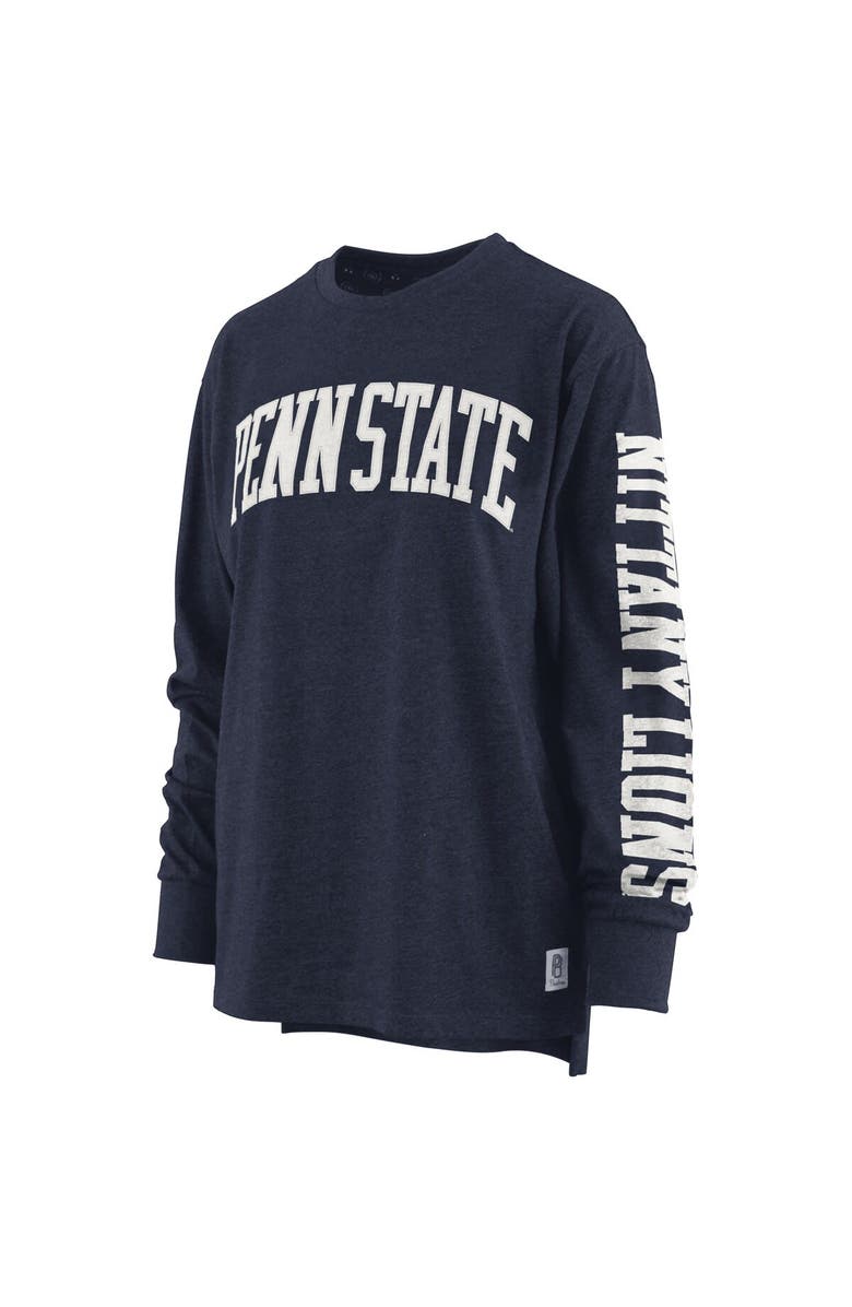 PRESSBOX Women's Pressbox Heathered Navy Penn State Nittany Lions Two-Hit Canyon Long Sleeve T-Shirt, Alternate, color, Navy