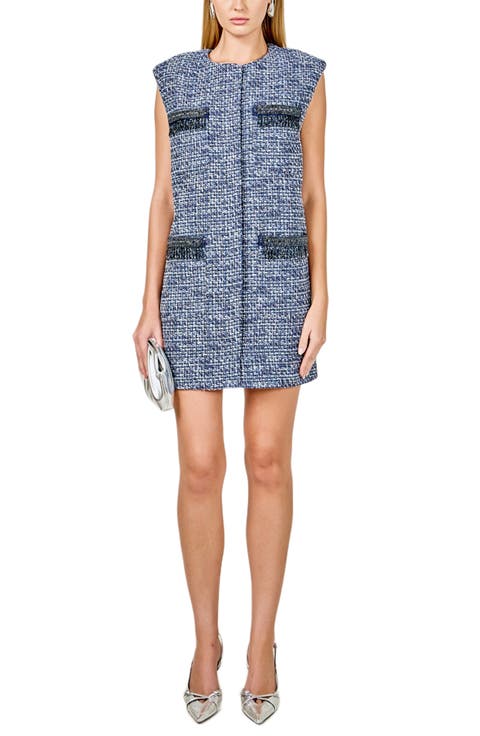 Metallic Tweed Sleeveless Minidress