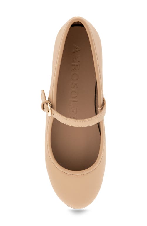 Shop Aerosoles Baylee Mesh Mary Jane Flat In Beige Bisque Faux Leather