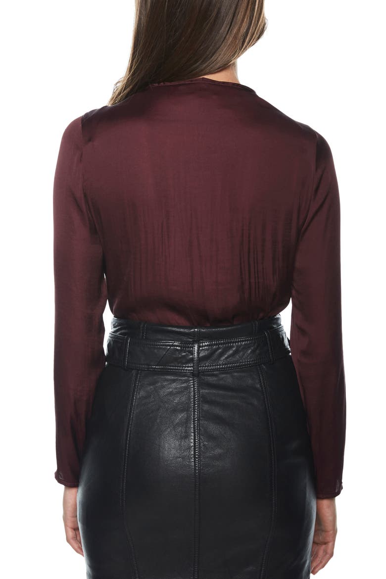 Faux Wrap Bodysuit, Alternate, color, WINE