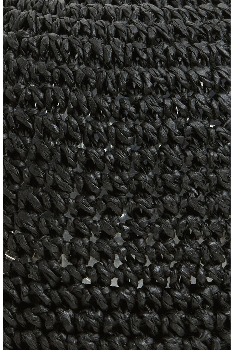 Crochet Stitch Straw Bucket Hat, Alternate, color, BLACK