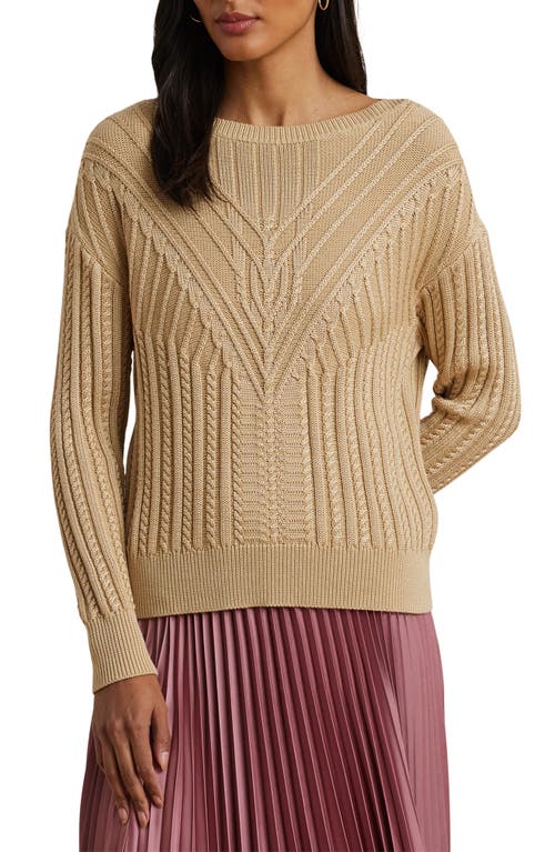 Shop Ralph Lauren Lauren Cable Stitch Sweater In Sand Dune