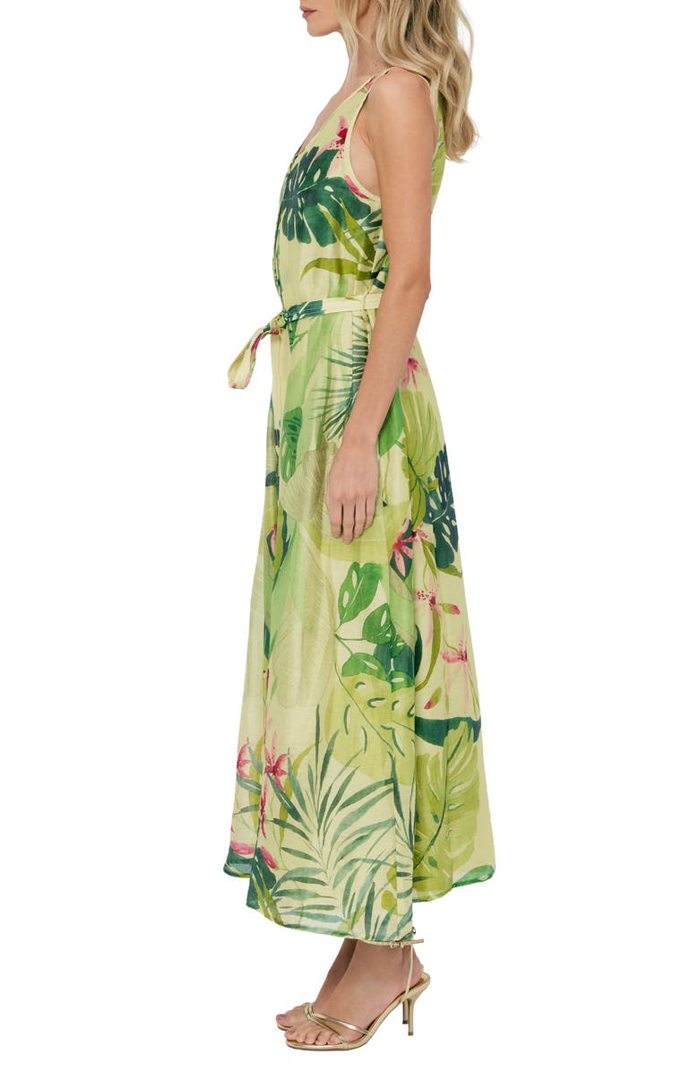 CIEBON Rowena Tie Waist Midi Skirt, Alternate, color, Citron Multi