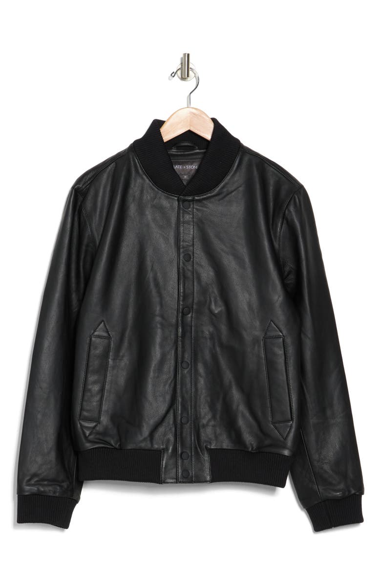 Slate & Stone Leather Bomber Jacket, Alternate, color, 