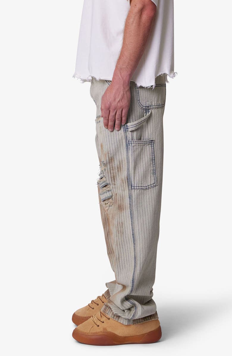 mnml Ultra Baggy Ripped Railroad Stripe Carpenter Jeans, Alternate, color, Multi