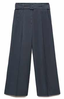 MANGO Belted Ankle Straight Leg Pants