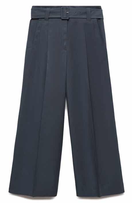 MANGO Belted Ankle Straight Leg Pants
