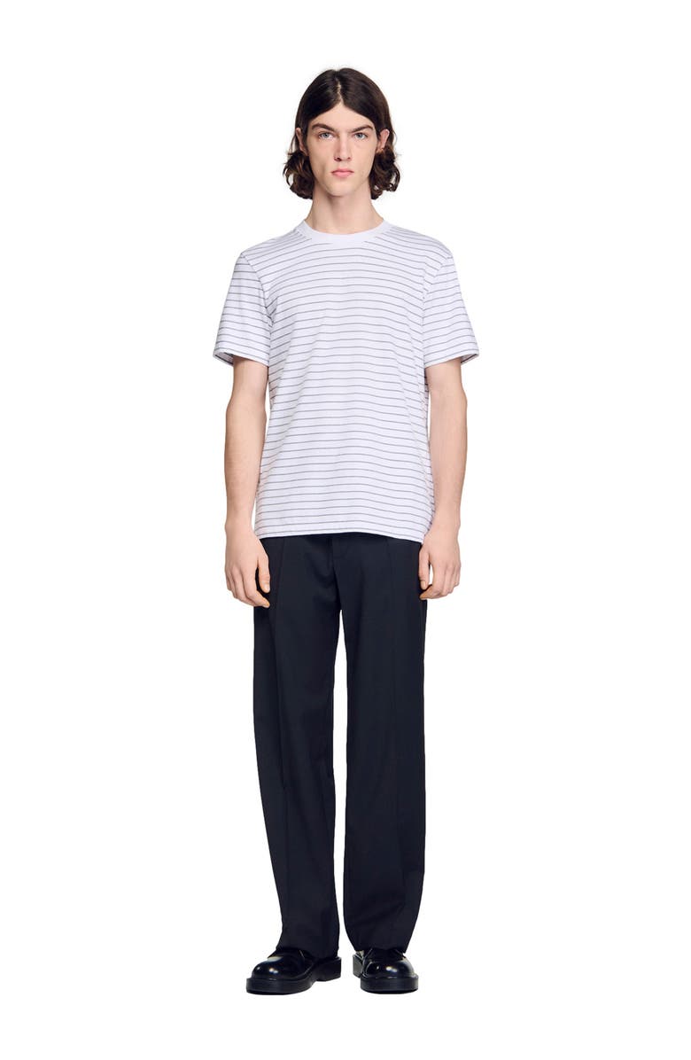 SANDRO Striped T-shirt, Alternate, color, White / Black