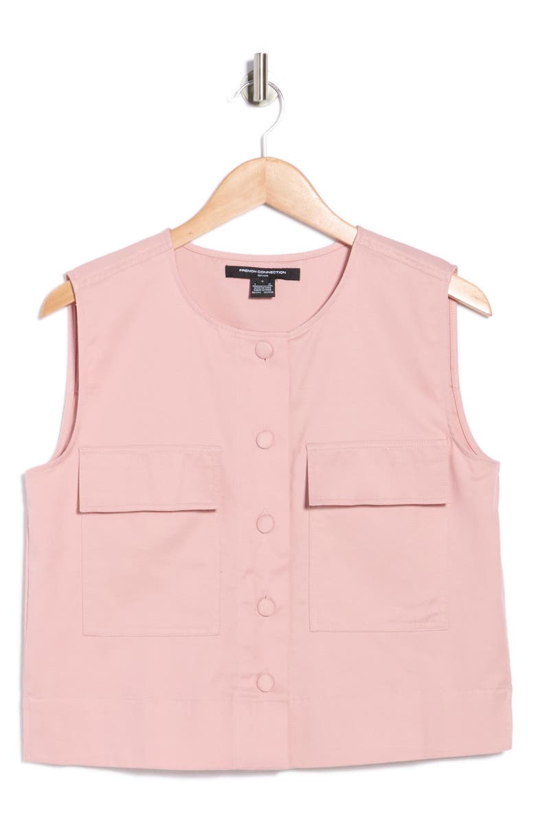 French Connection Patch Pocket Twill Vest, Main, color, Mauve Pink