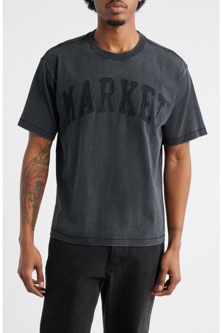 Arc Logo Appliqué T-Shirt, Main, color, BLACK
