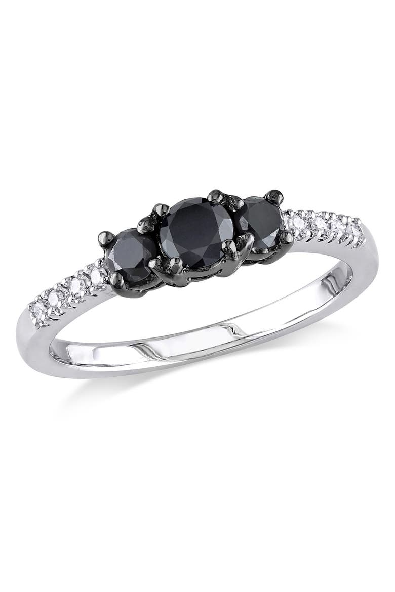 Black & White Diamond 3-Stone Engagement Ring, Main, color, Diamond