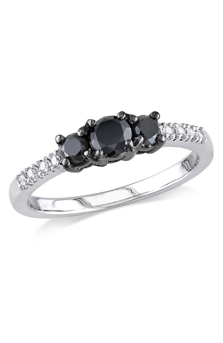 Julianna B. Black & White Diamond 3-Stone Engagement Ring, Main, color, Diamond