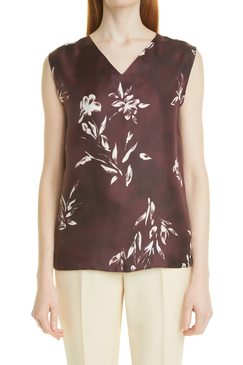Reversible Silk Top, Main, color, FIORE DIPINTO