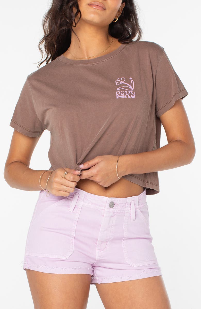 Roxy Tiramisu Cotton Crop Graphic T-Shirt, Main, color,