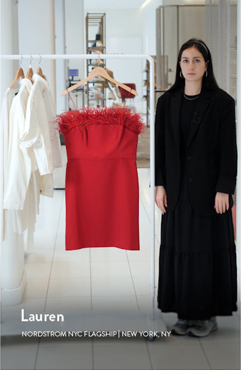 Feather Trim Strapless Minidress, sales video thumbnail