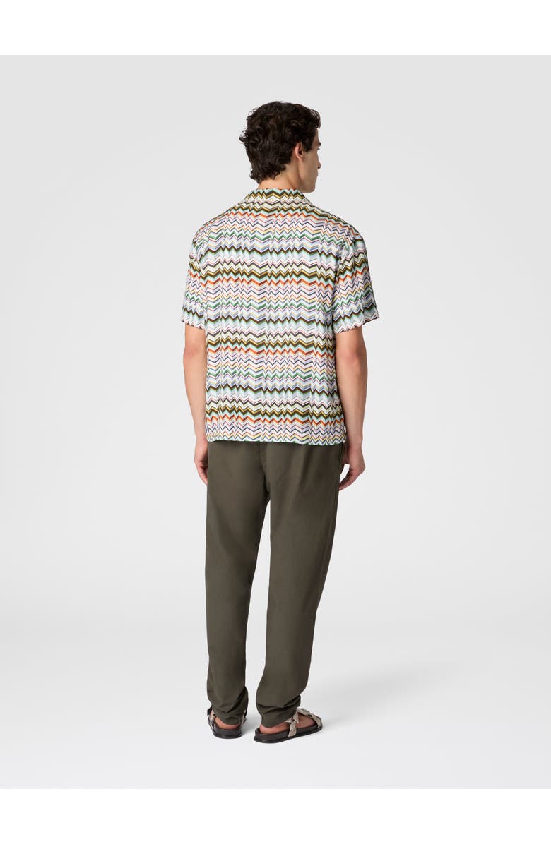 UM Bowling Shirt In Viscose With Irregular Zigzag Print, Alternate, color, Brown Multi