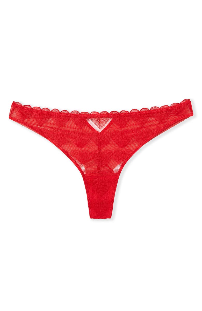 Etam Desir Heart Embroidered Tanga Thong, Alternate, color, Red