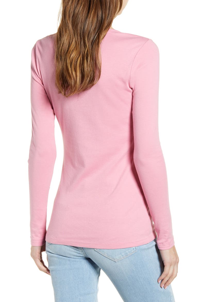 Scoop Neck Long Sleeve Cotton Knit Top, Alternate, color, PINK CASHMERE