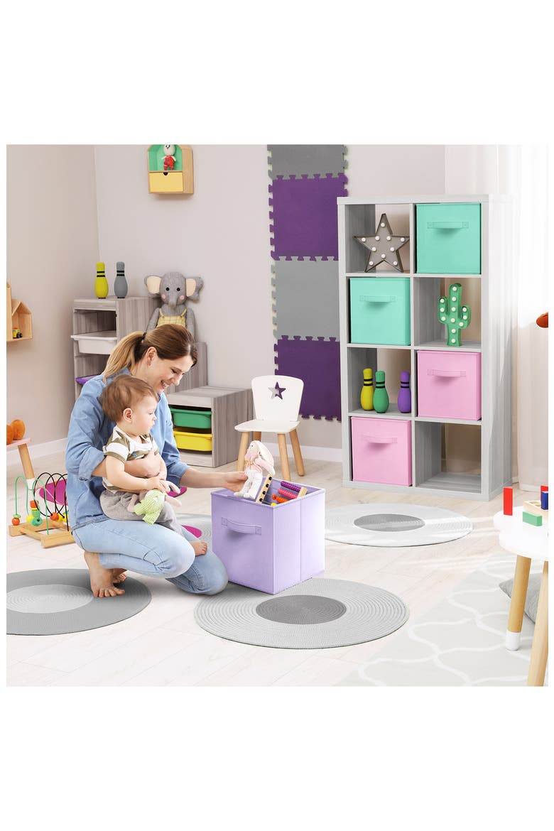 8-Piece Foldable Cube Bins, Alternate, color, PASTEL PINK PURPLE TEAL