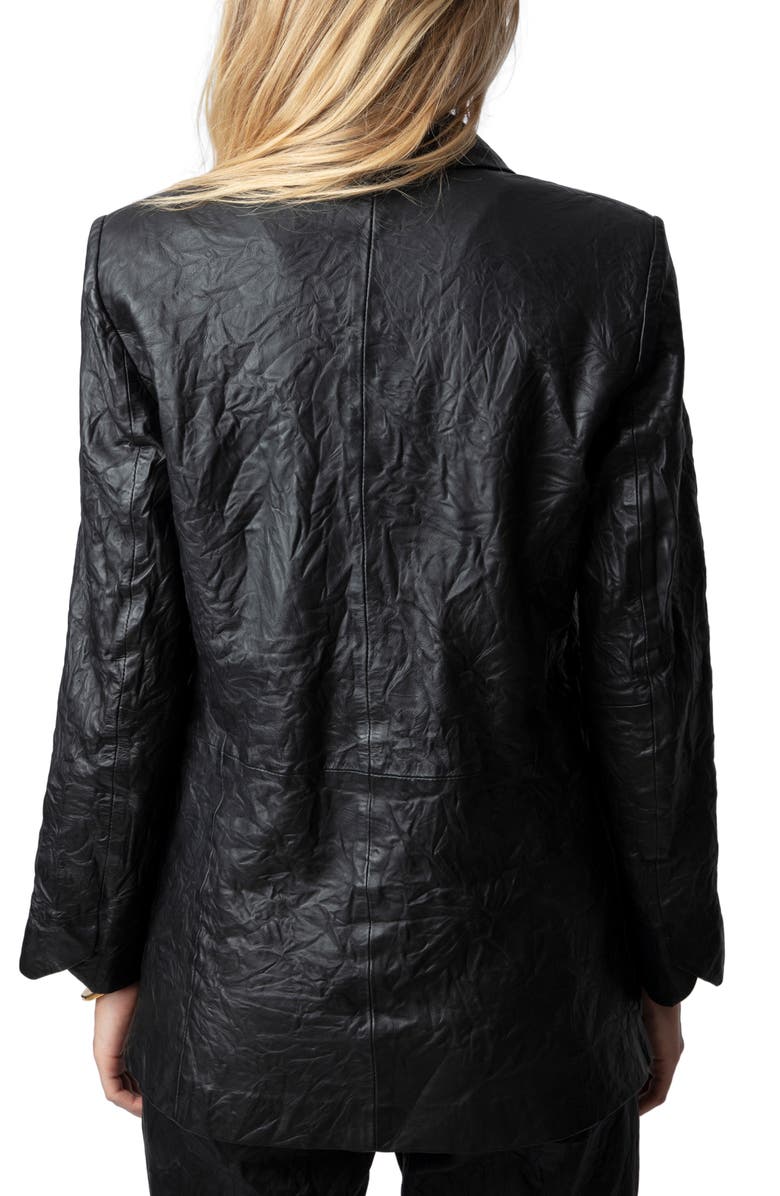 Zadig & Voltaire Visko Crinkled Leather Blazer, Alternate, color, 