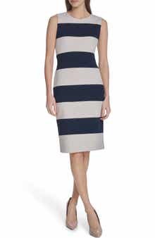 Calvin Klein Stripe Sleeveless Sheath Dress