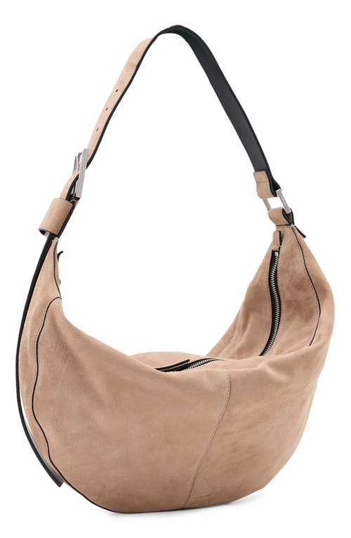 Allsaints Luna Suede Shoulder Bag In Brown