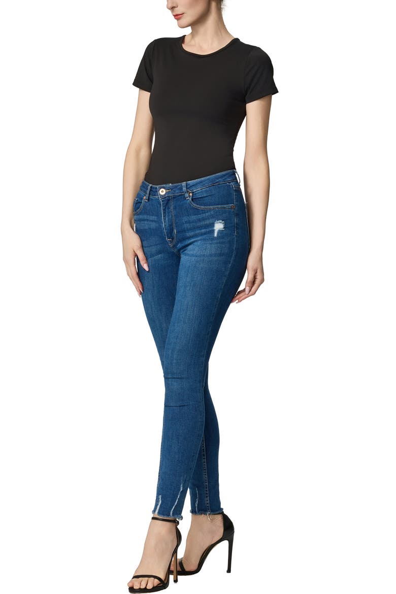 Women's Crew Neck Short Sleeve Bodysuit, Alternate, color, Black