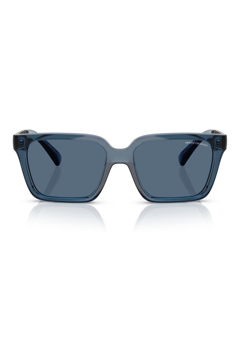 56mm Square Sunglasses, Main, color, SHINY BLUE / DARK BLUE