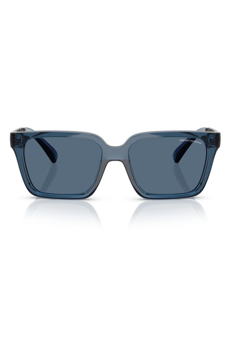 AX Armani Exchange 56mm Square Sunglasses, Main, color, Shiny Blue / Dark Blue