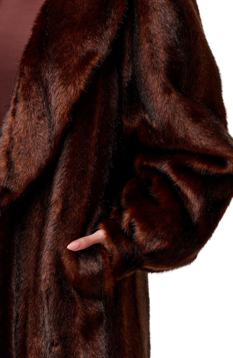 Naked Wardrobe Longline Faux Fur Coat, Alternate, color, Chocolate