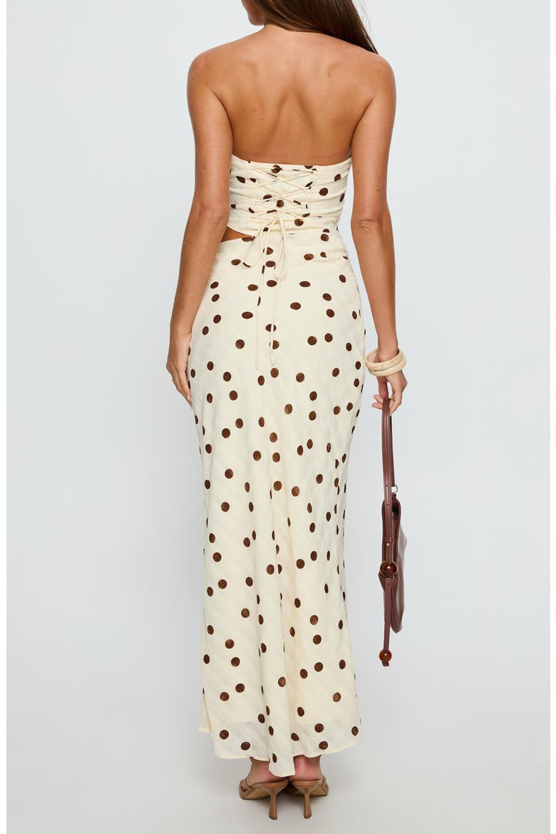 Jasira Strapless Polka Dot Maxi Dress, Alternate, color, CREAM POLKA DOT