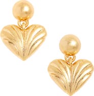 Madewell Carved Heart Drop Stud Earrings