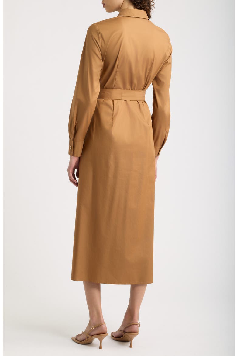 Long Sleeve Belted Midi Shirtdress, Alternate, color, COGNAC