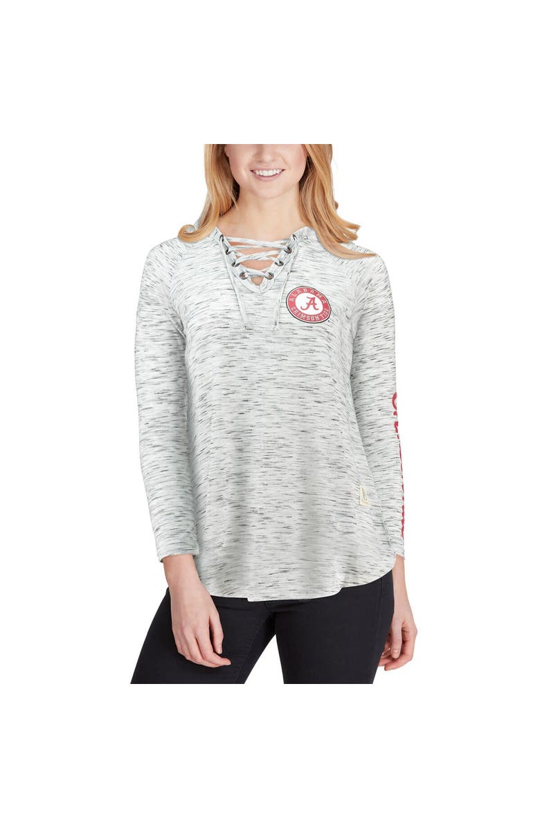 PRESSBOX Women's Pressbox Gray Alabama Crimson Tide Space Dye Lace-Up V-Neck Long Sleeve T-Shirt, Alternate, color, 