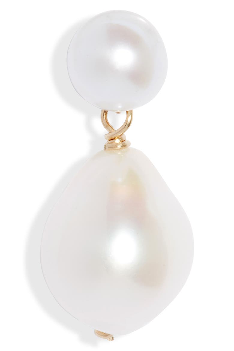 Pearl Drop Earrings, Alternate, color, YELLOW GOLD