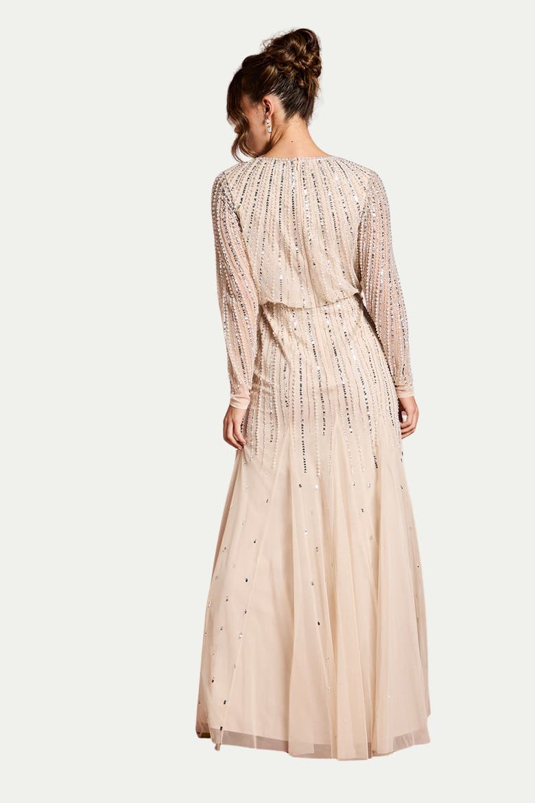 Long Sleeve Maxi Dress, Alternate, color, Champagne