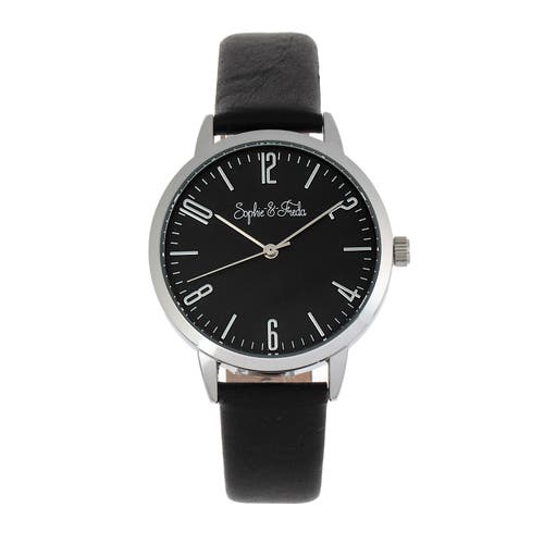 Sophie and Freda Vancouver Leather-Band Watch in Black at Nordstrom