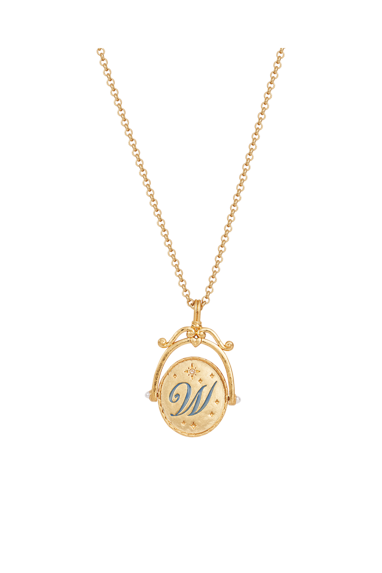 W Initial Water Lily Gold Spinner Chain Necklace, Main, color, Gold